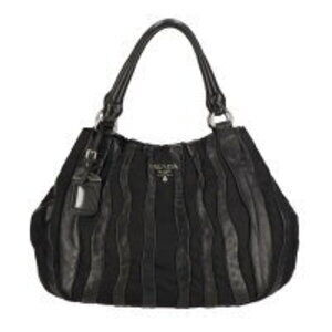 Prada black Tessuto nappa leather waves tote bag